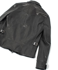 Pit Vegetable Full Tanned Shrunken Horse Hide Sports Jacket - Black