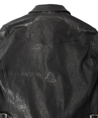 Pit Vegetable Full Tanned Shrunken Horse Hide Sports Jacket - Black