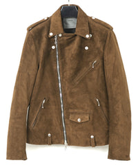スエード ホースハイド JOEY ダブルライダースジャケット - BROWN KHAKI