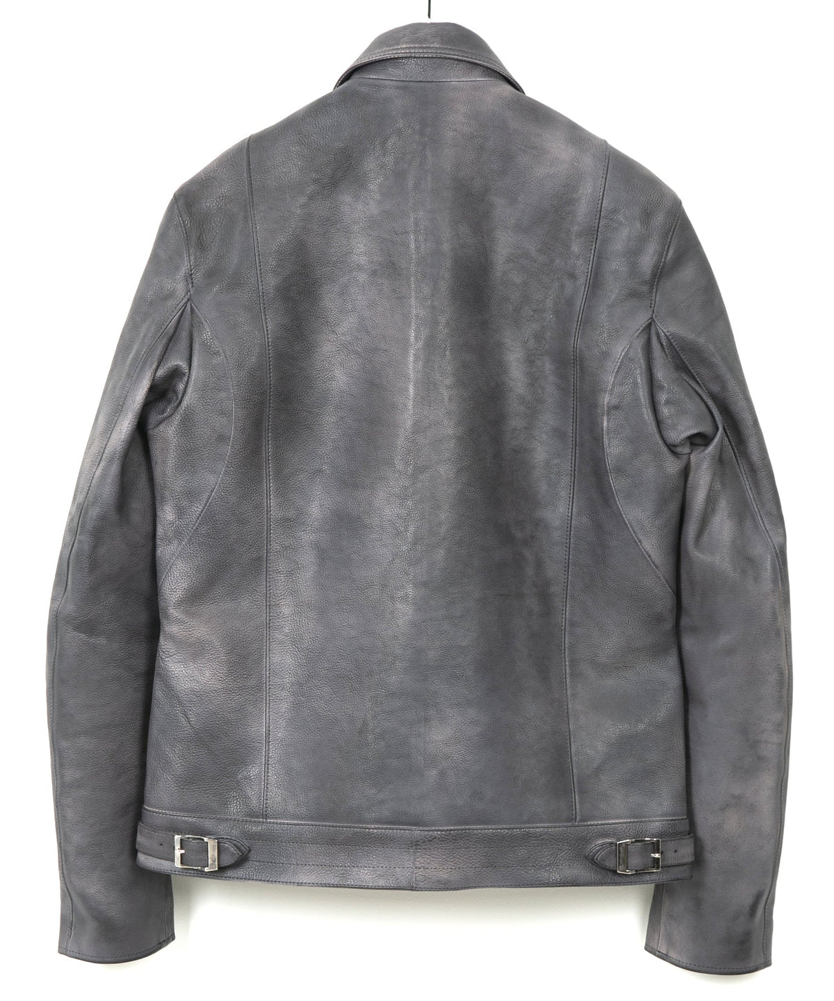 フルタンニン鞣し ジャパンカーフスキン Burning dyed - 燃焼製品染め SPEEDER ダブルライダースジャケット - STEEL BLACK