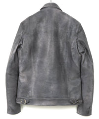 フルタンニン鞣し ジャパンカーフスキン Burning dyed - 燃焼製品染め SPEEDER ダブルライダースジャケット - STEEL BLACK