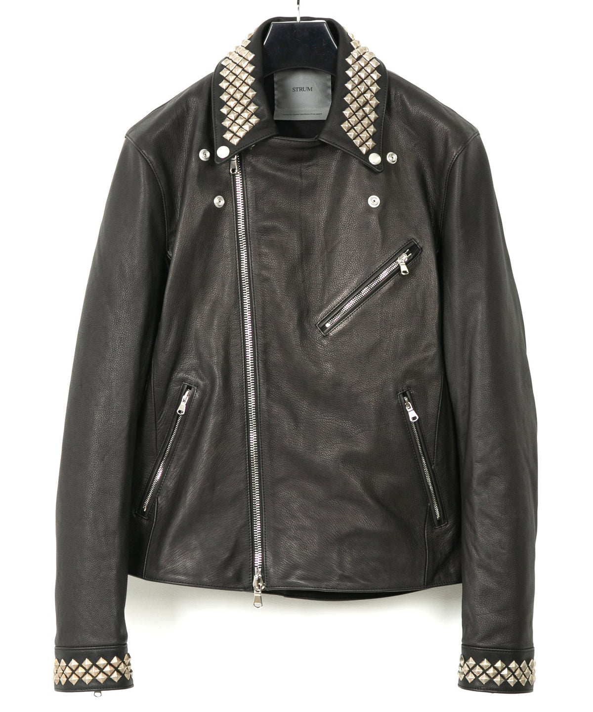 New Zealand Calf Skin "CRAY" Studs Double Riders - BLACK