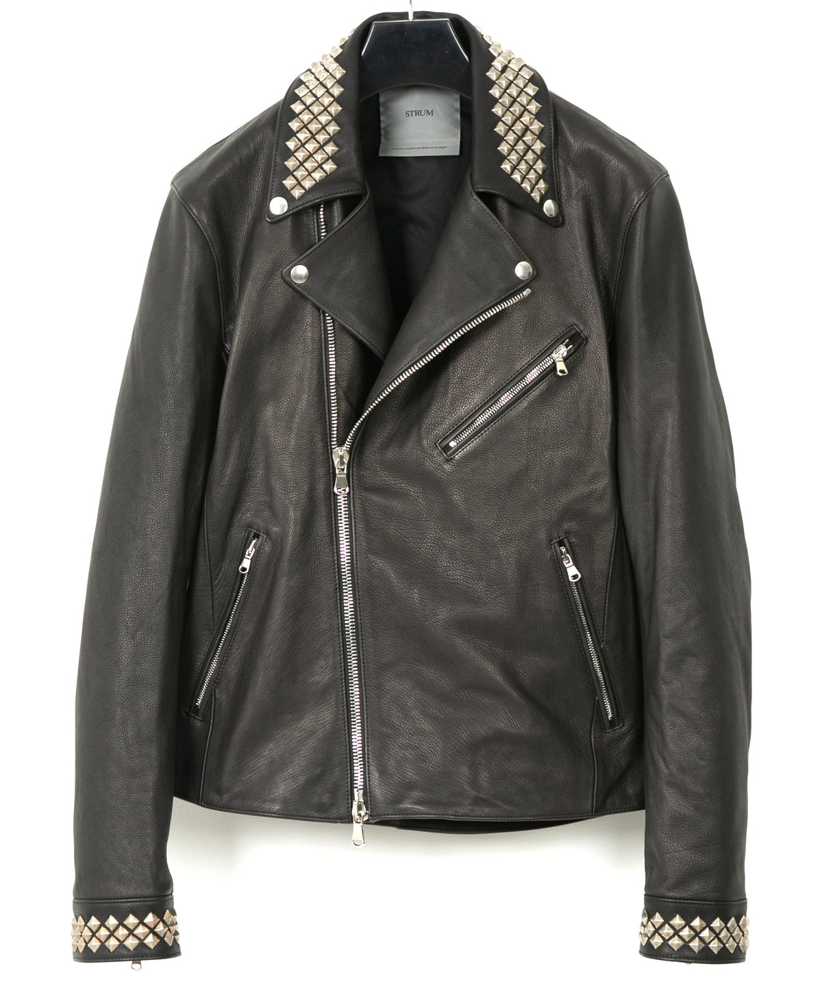 New Zealand Calf Skin "CRAY" Studs Double Riders - BLACK