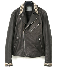 New Zealand Calf Skin "CRAY" Studs Double Riders - BLACK