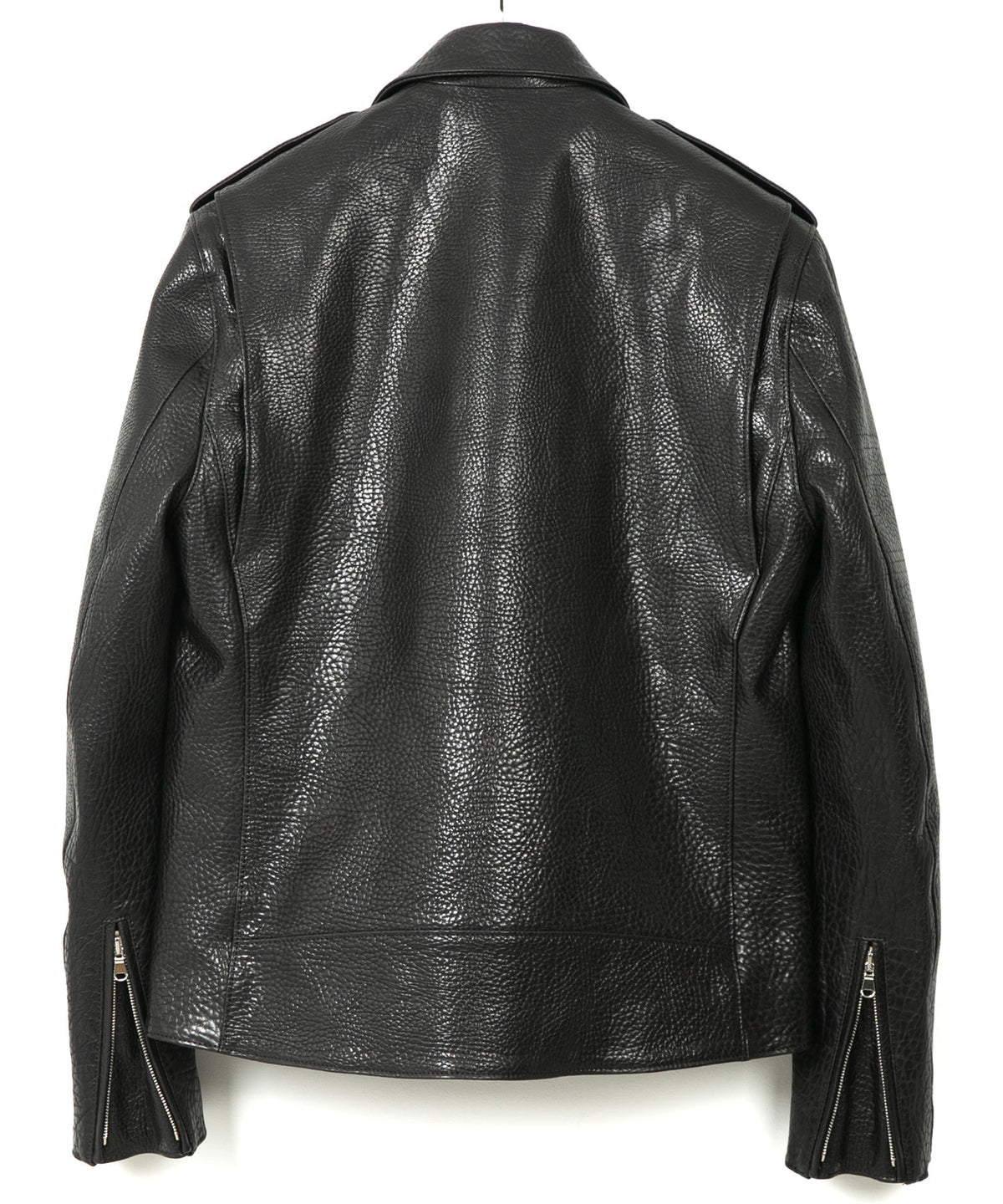 フルタンニン ピット鞣し シュリンク ステアハイド 革 / 1.0mm厚 JOEY ダブルライダースジャケット - BLACK