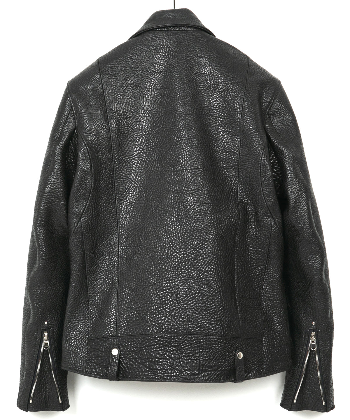 フルタンニン ピット鞣し シュリンク ステアハイド HI-FLYER ダブルライダースジャケット - BLACK