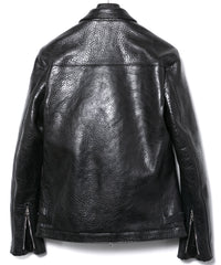 フルタンニン ピット鞣し シュリンク ステアハイド M.FEVER スタッズ シングルライダースジャケット - BLACK