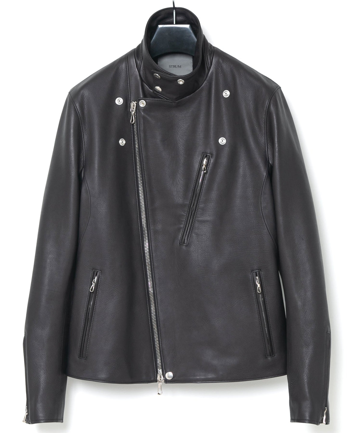 オイルカーフ BIRD MAN ダブルライダースジャケット - BLACK