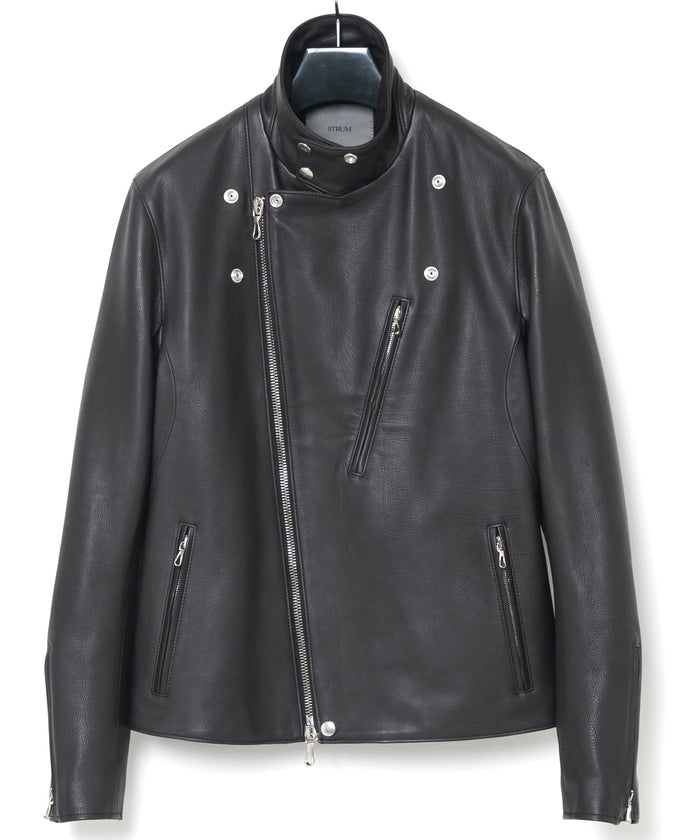 オイルカーフ BIRD MAN ダブルライダースジャケット - BLACK