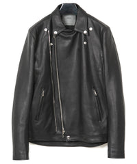 オイルカーフ RAVEN ダブルライダースジャケット - BLACK