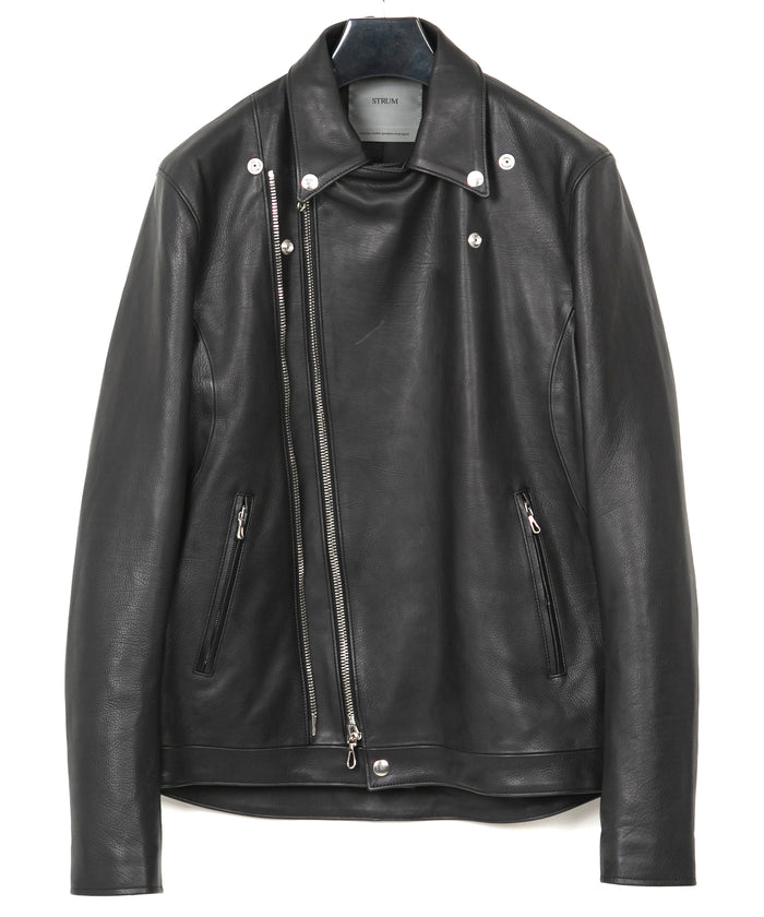 オイルカーフ RAVEN ダブルライダースジャケット - BLACK