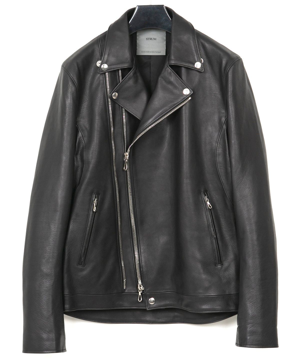 オイルカーフ RAVEN ダブルライダースジャケット - BLACK