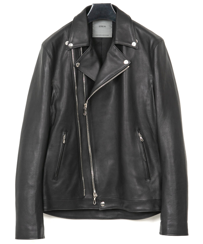 オイルカーフ RAVEN ダブルライダースジャケット - BLACK