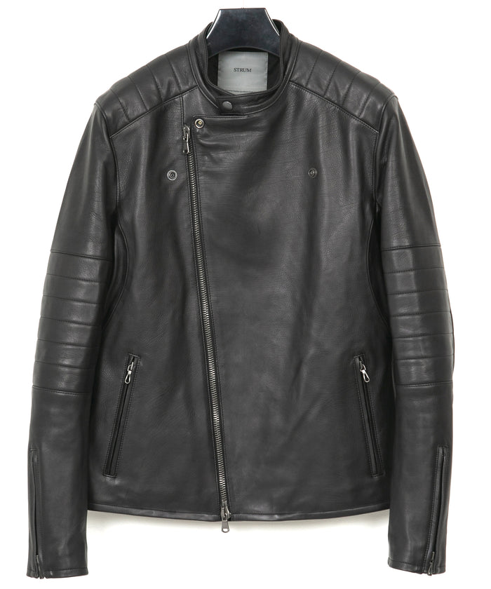 オイルカーフ RAW BURST セミダブルライダースジャケット - BLACK