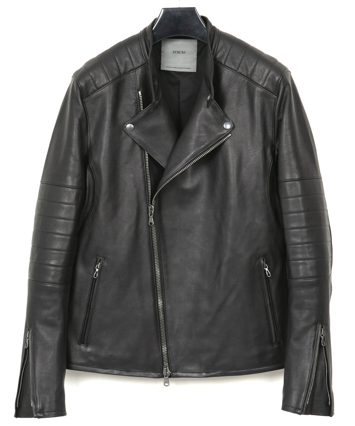 オイルカーフ RAW BURST セミダブルライダースジャケット - BLACK