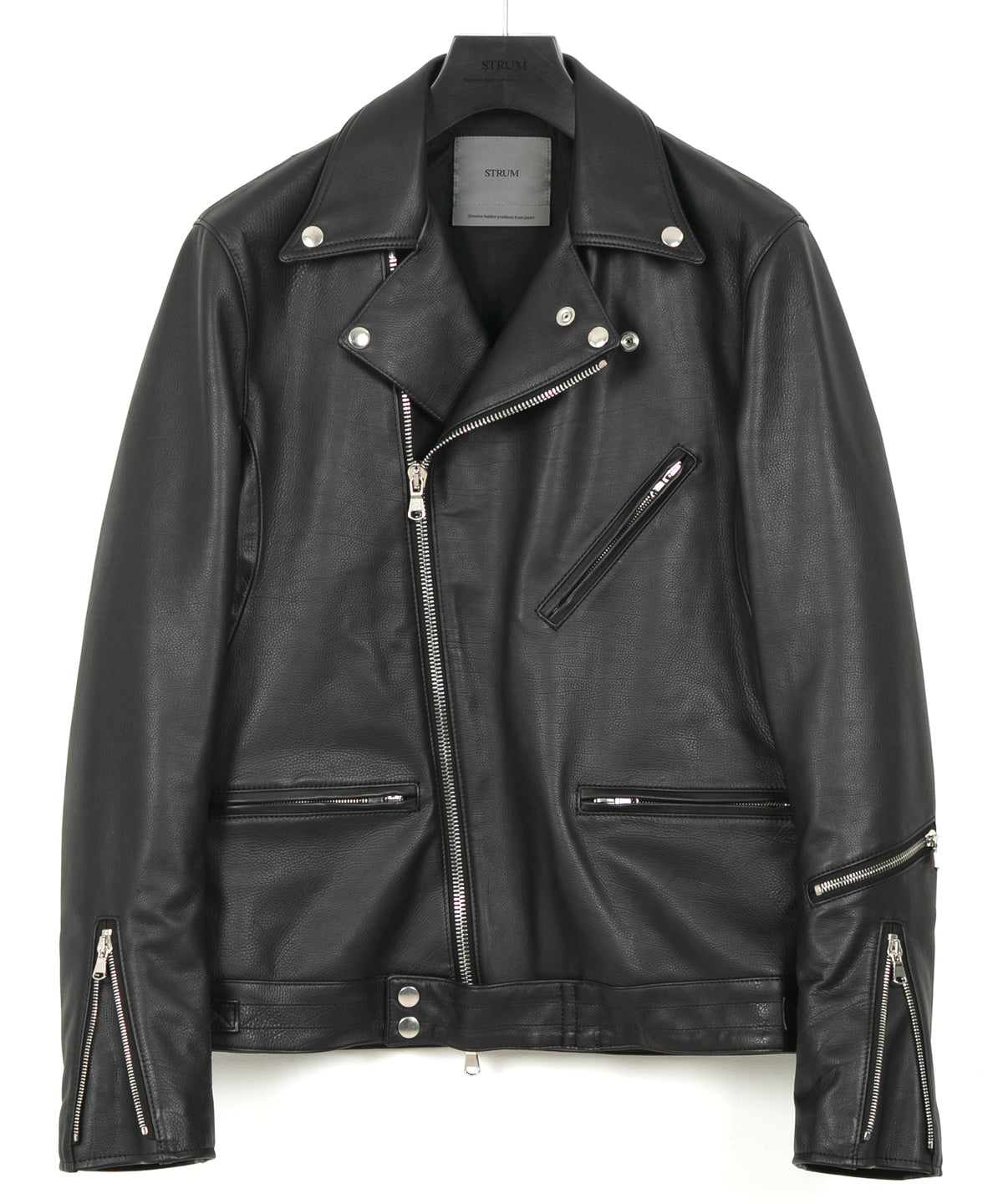 オイルカーフ SPEEDER ダブルライダースジャケット - BLACK