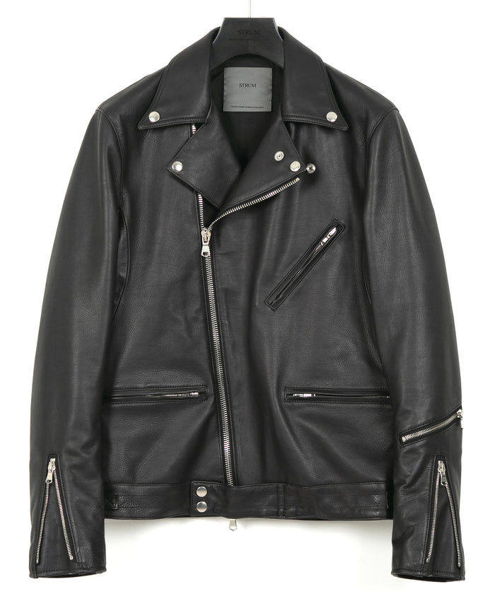 オイルカーフ SPEEDER ダブルライダースジャケット - BLACK