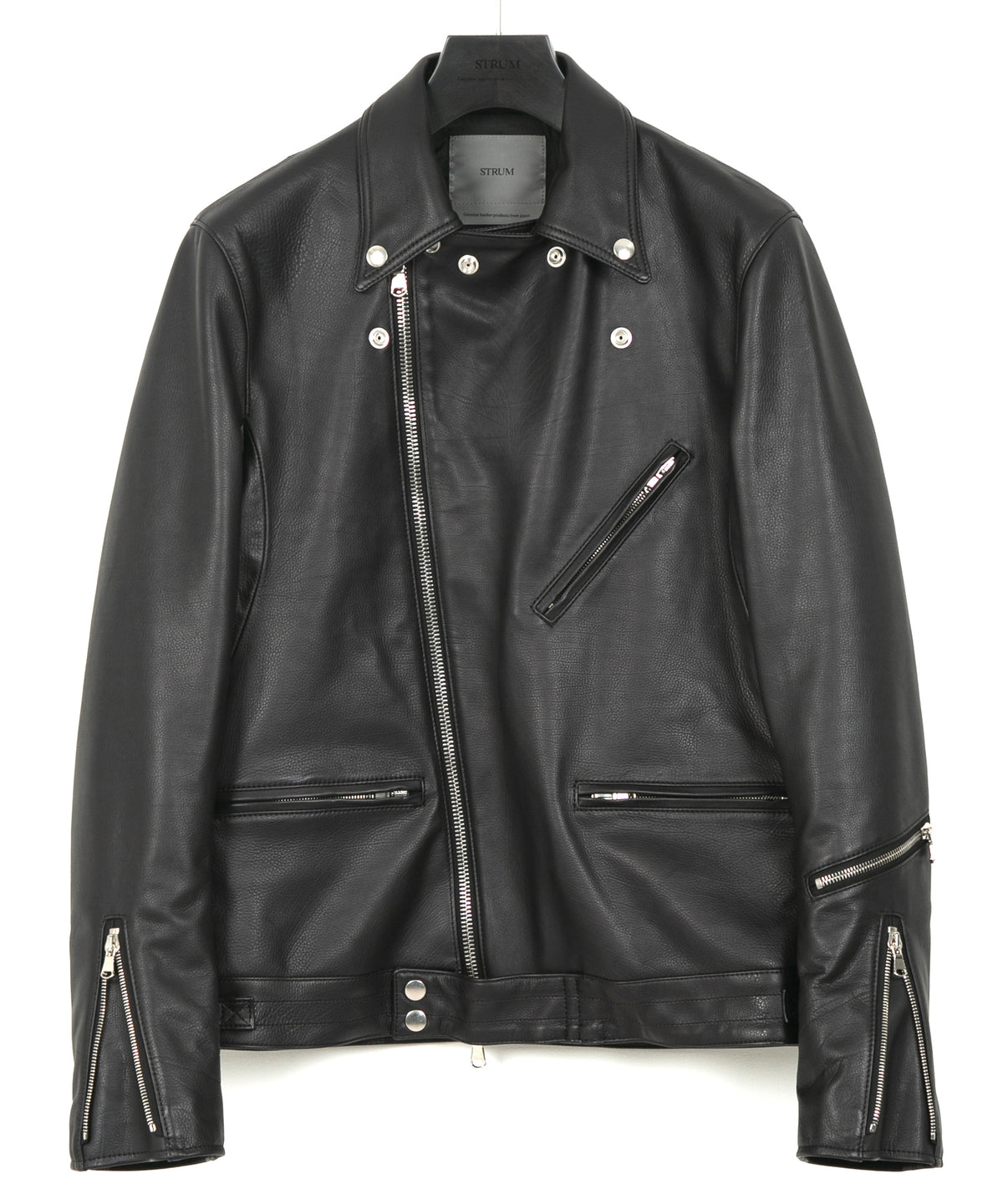 オイルカーフ SPEEDER ダブルライダースジャケット - BLACK