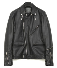 オイルカーフ SPEEDER ダブルライダースジャケット - BLACK