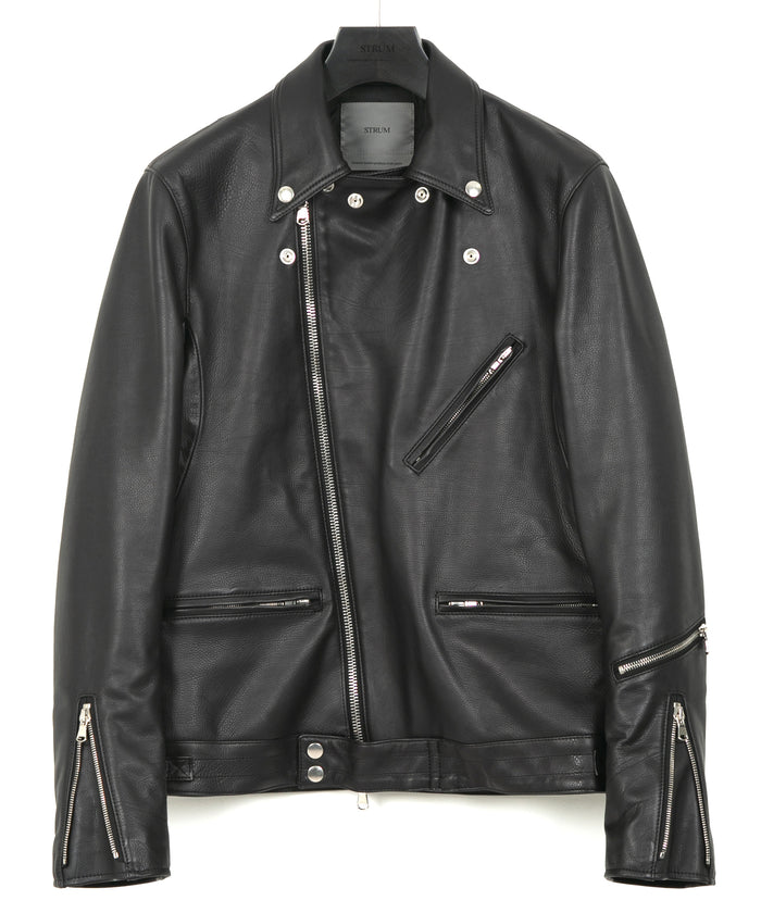 オイルカーフ SPEEDER ダブルライダースジャケット - BLACK