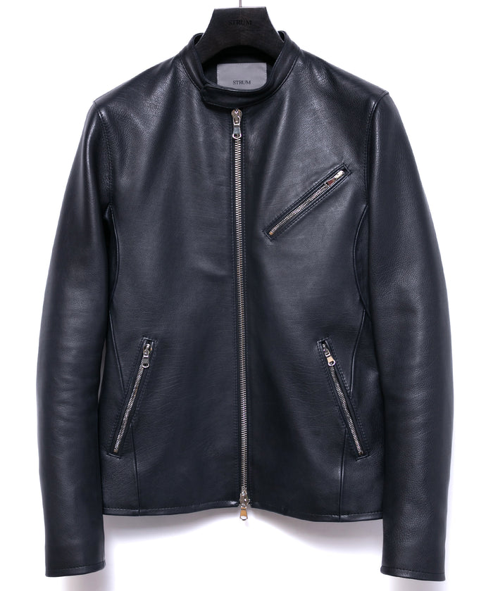 オイルカーフ SLATER シングルライダースジャケット - BLACK