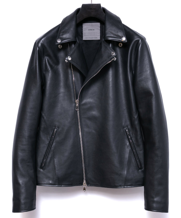 オイルカーフ TRIGGER ダブルライダースジャケット - BLACK