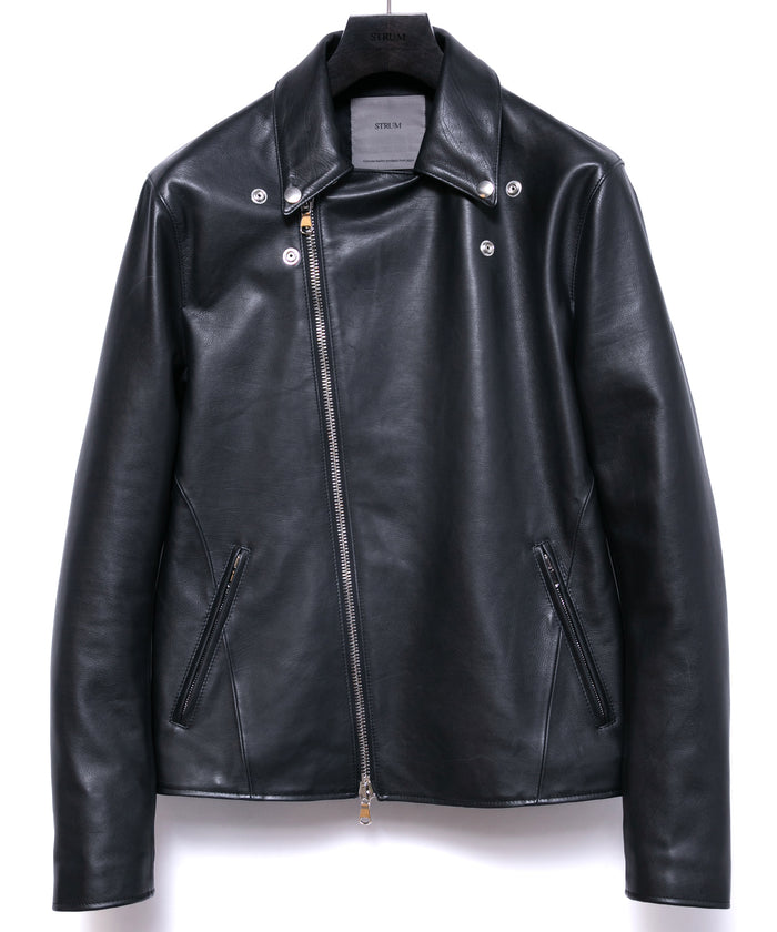オイルカーフ TRIGGER ダブルライダースジャケット - BLACK