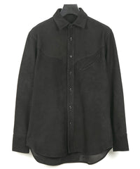 Sheepskin Suede EDDIE Western Shirt - BLACK