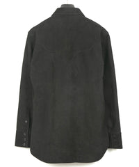 Sheepskin Suede EDDIE Western Shirt - BLACK