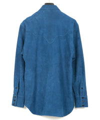 Sheepskin Suede EDDIE Western Shirt - BLUE