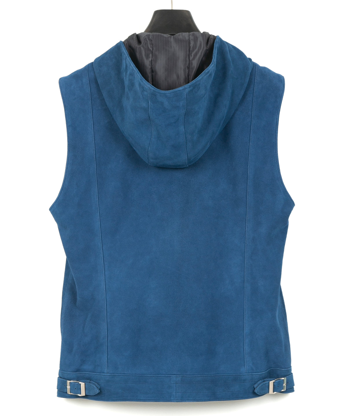 Sheepskin Suede SHARON Hoodie Vest - BLUE