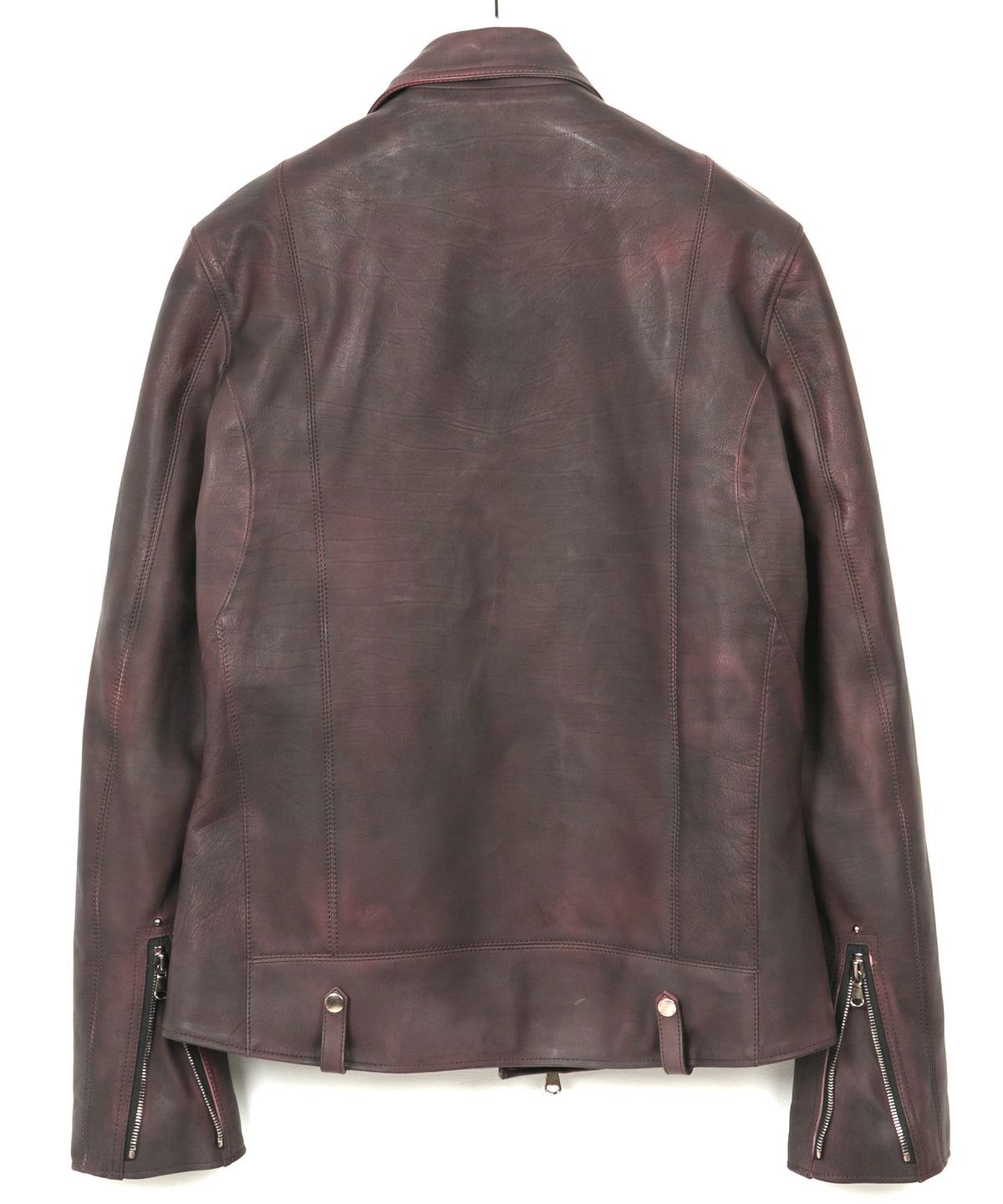 フルタンニン鞣し カーフスキン 燃焼製品染め HI-FLYER ダブルライダースジャケット - CRIMSON RED