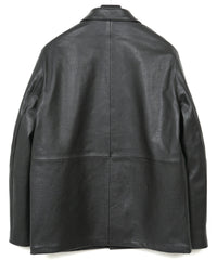 Chrome Tanned Emboss Shrank Steer hide B.STAR Coach Jacket - BLACK
