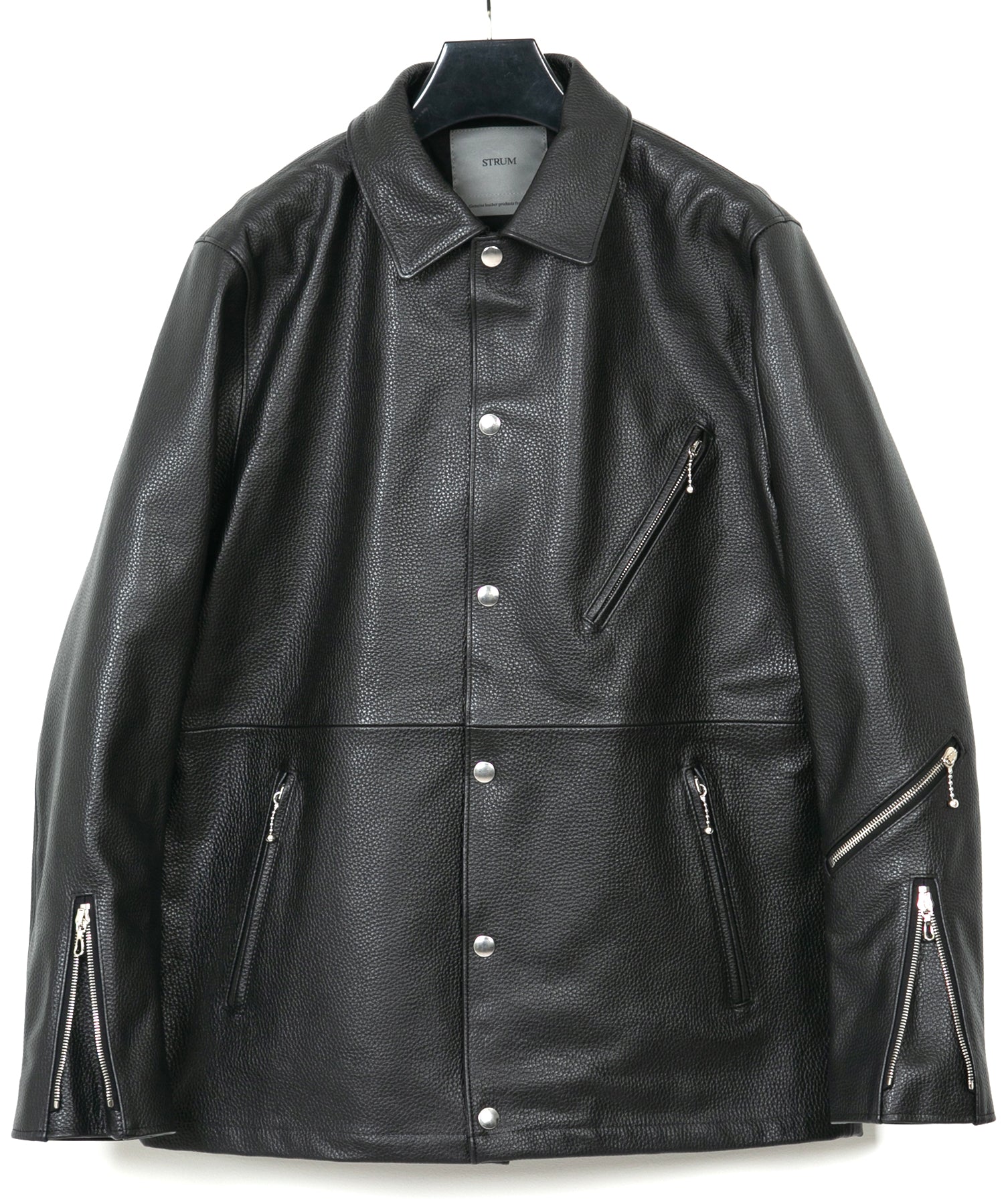 Load image into Gallery viewer, Chrome-tanned Embossed Shrunken Steer B.STAR Coach Jacket - BLACK