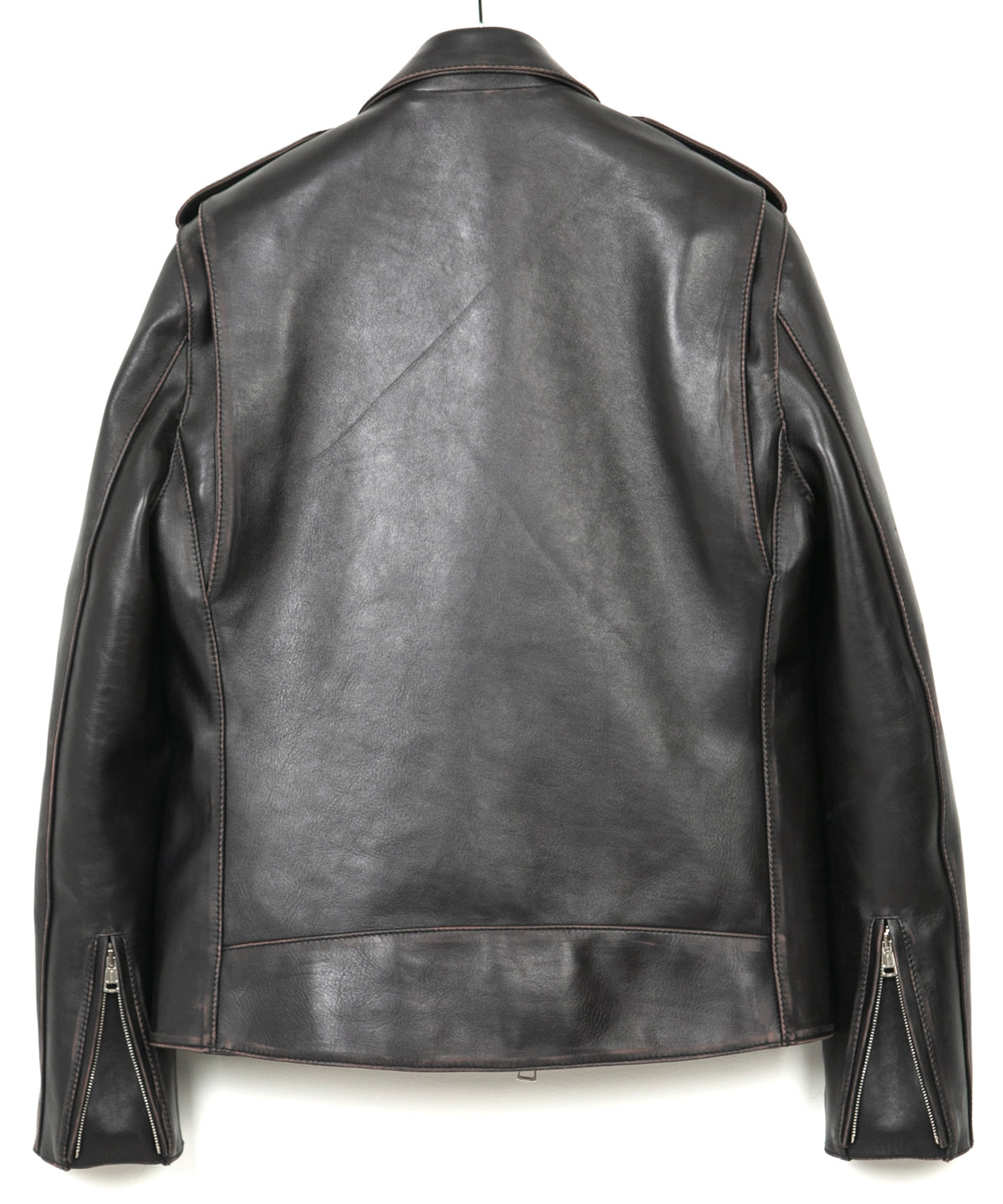 Combi tanned brown-core horsehide JOEY double rider's jacket (processed) - BLACK