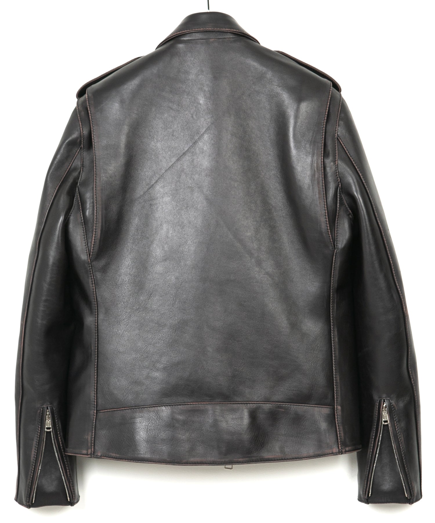 Load image into Gallery viewer, Combi tanned brown-core horsehide JOEY double rider&#39;s jacket (processed) - BLACK