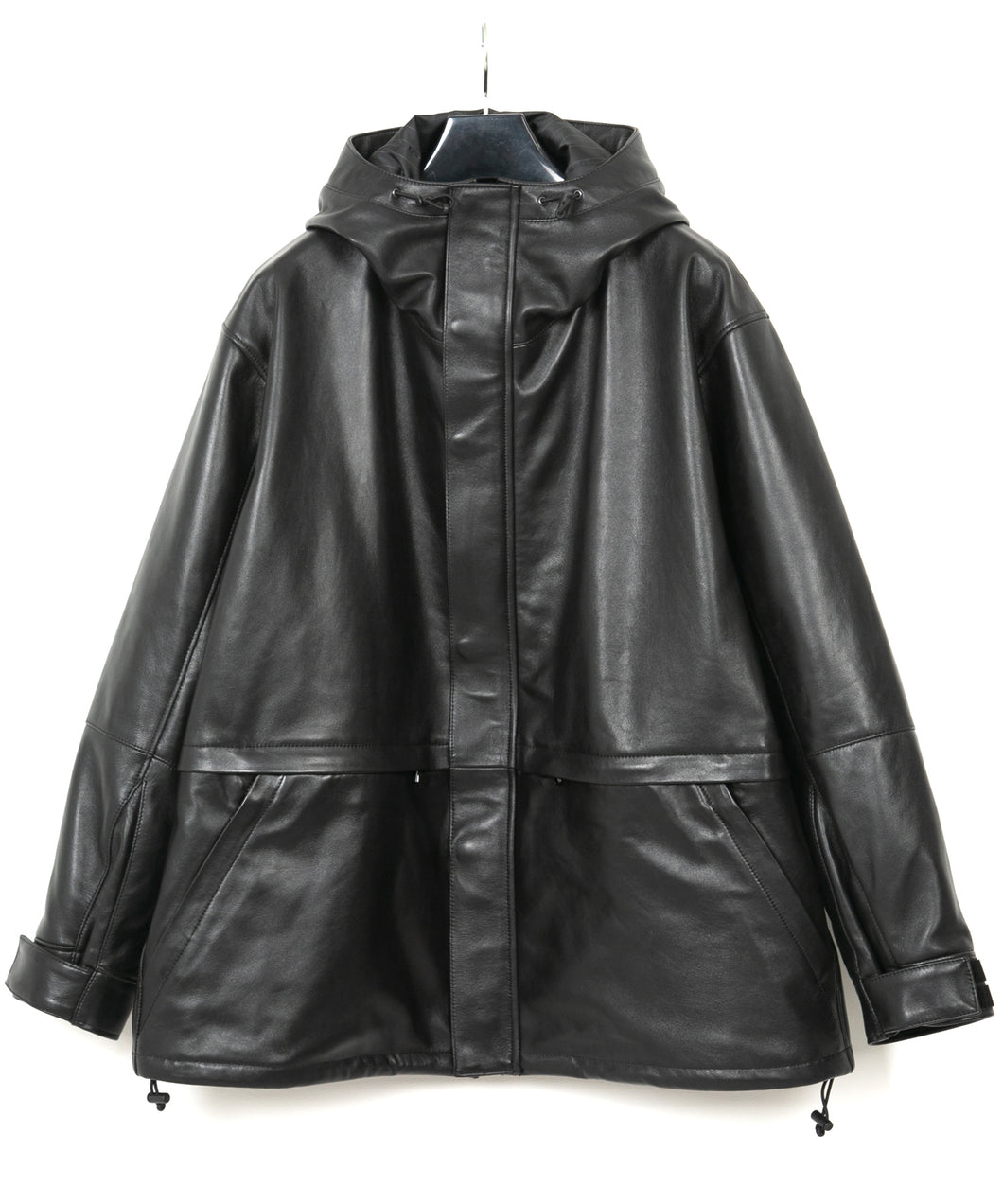 Full tanning waxed lambskin FORK mountain jacket - BLACK