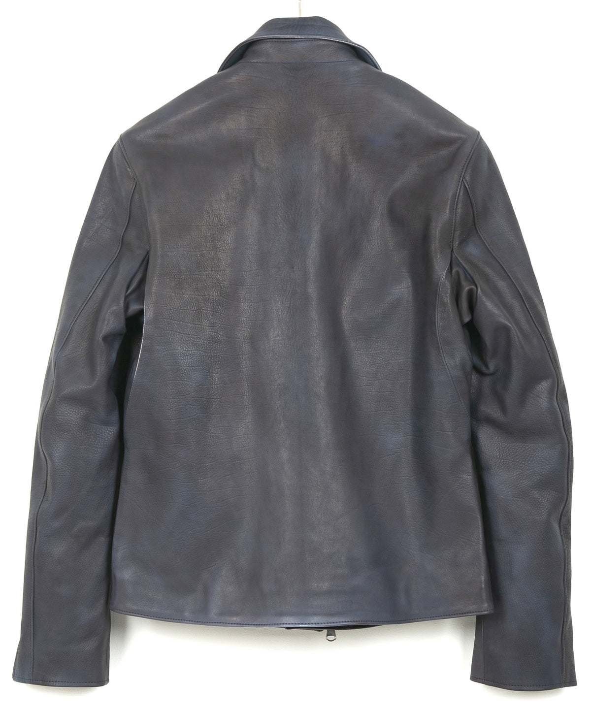 White Tanned × Vegetable Tanned Calf Skin Burning dyed - Product Burning Dyed BIRD MAN Double Riders Jacket - JEAN BLACK