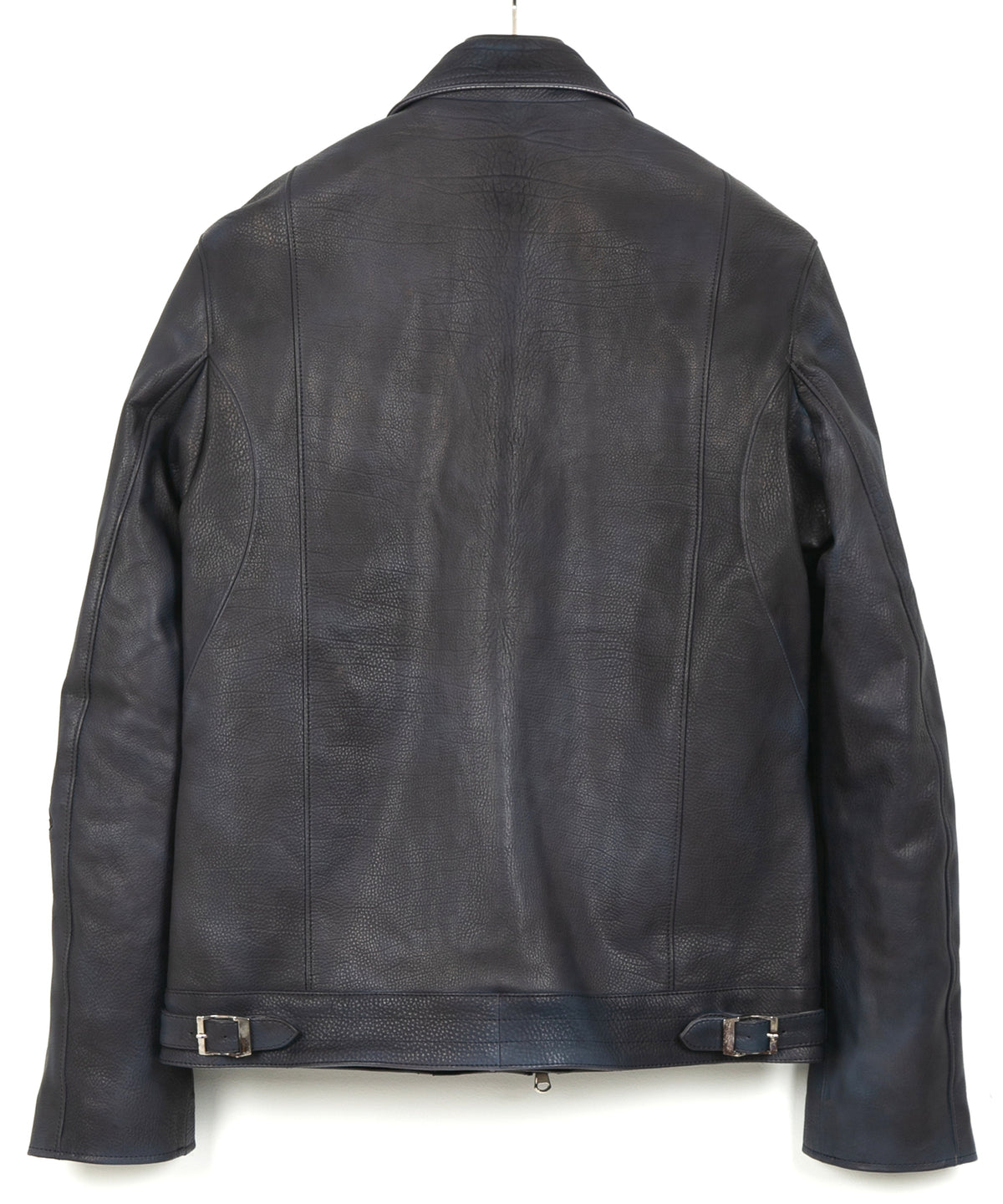 白鞣し × ベジタブルタンニン鞣し カーフ スキン Burning dyed - 燃焼製品染め SPEEDER ダブルライダースジャケット - JEAN BLACK