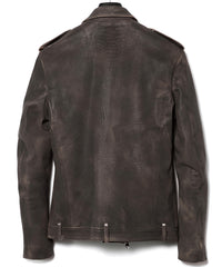 白鞣し × ベジタブルタンニン鞣し カーフ スキン Burning dyed - 製品燃焼染め ROM ダブルライダースジャケット - IRON RUST