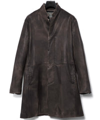 白鞣し × ベジタブルタンニン鞣し カーフ スキン Burning dyed - 燃焼製品染め SIXX ミドルコート - IRON RUST