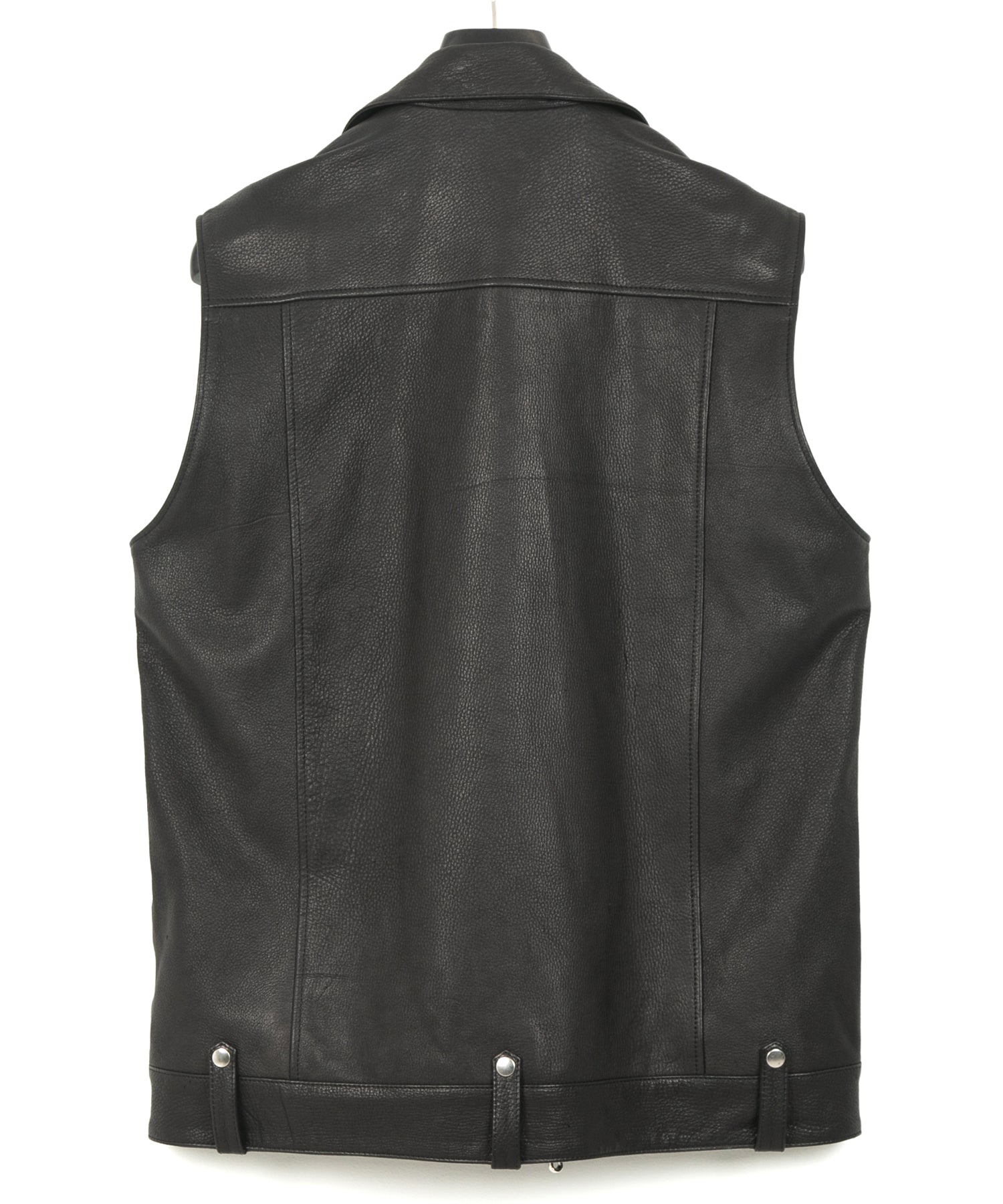 白鞣し × 黒染め ディアスキン RENTON ダブルライダースベスト - BLACK