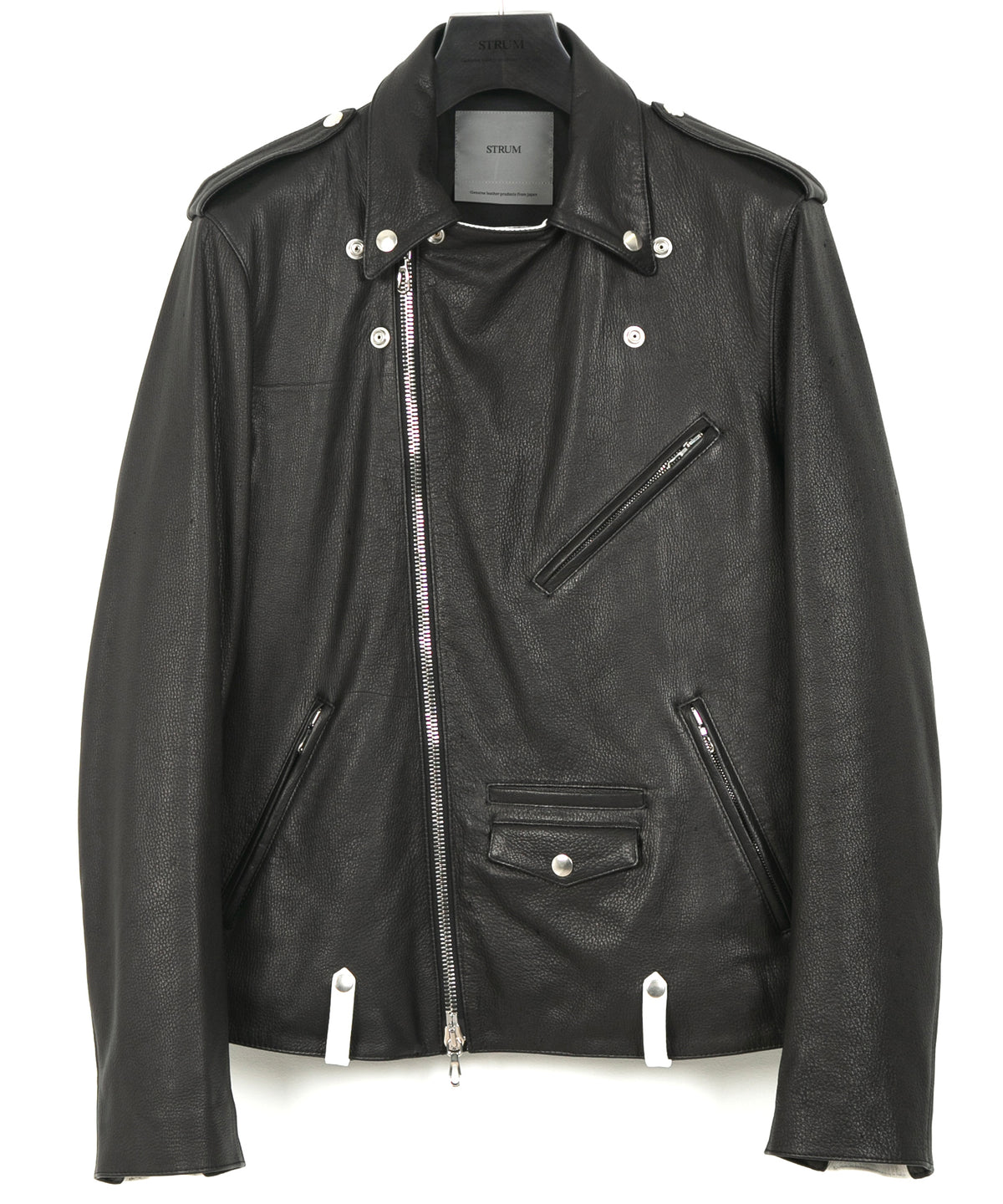 白鞣し × 黒染め ディアスキン 2トーン JOEY ダブルライダースジャケット - BLACK × WHITE