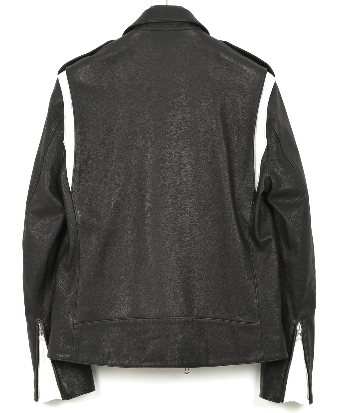 白鞣し × 黒染め ディアスキン 2トーン JOEY ダブルライダースジャケット - BLACK × WHITE