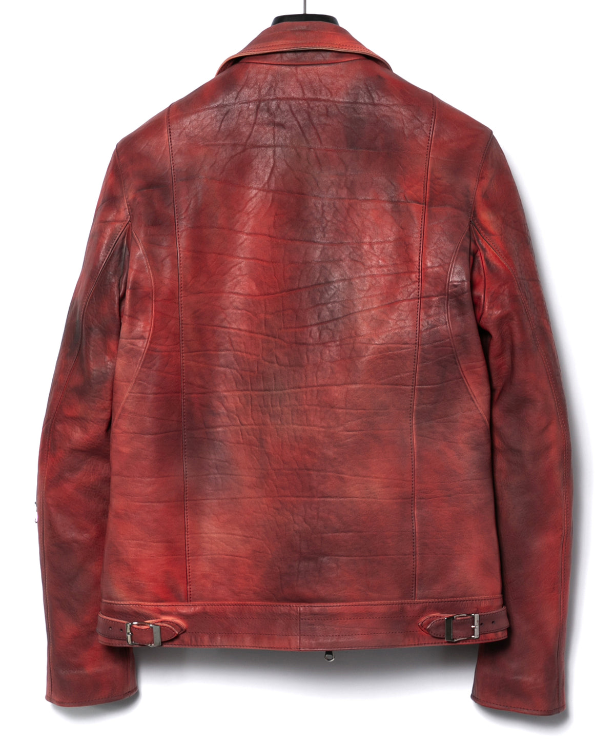 フルベジタブルタンニン鞣し ダブルショルダー Burning dyed - 燃焼製品染め SPEEDER ダブルライダースジャケット - DEEP RUBY