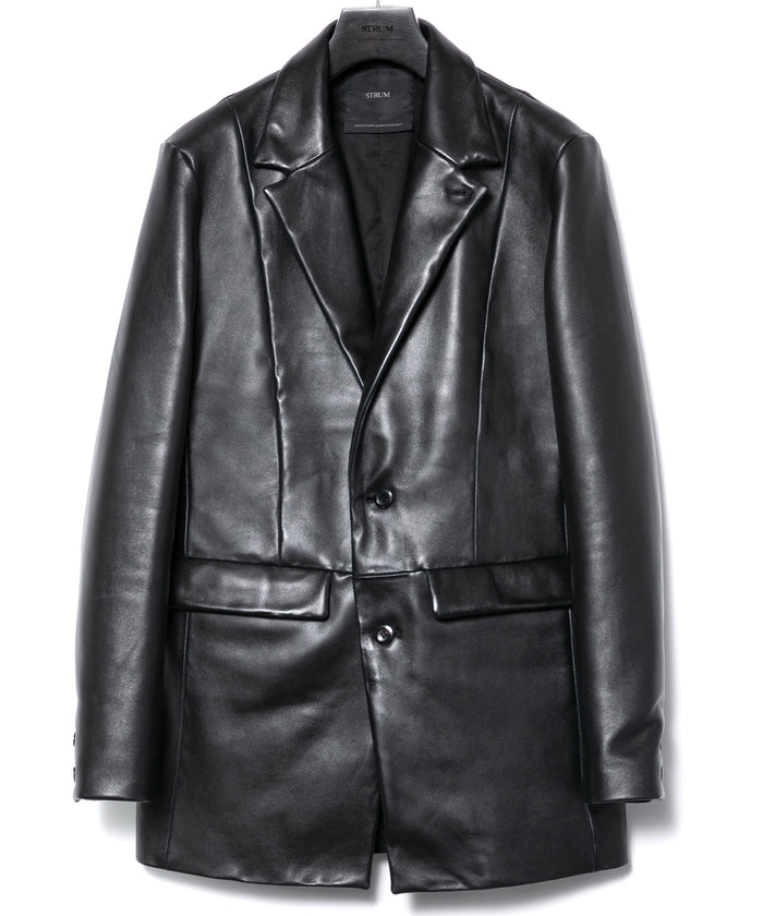 モンゴル ラム ASH [DARK] テーラードジャケット - BLACK