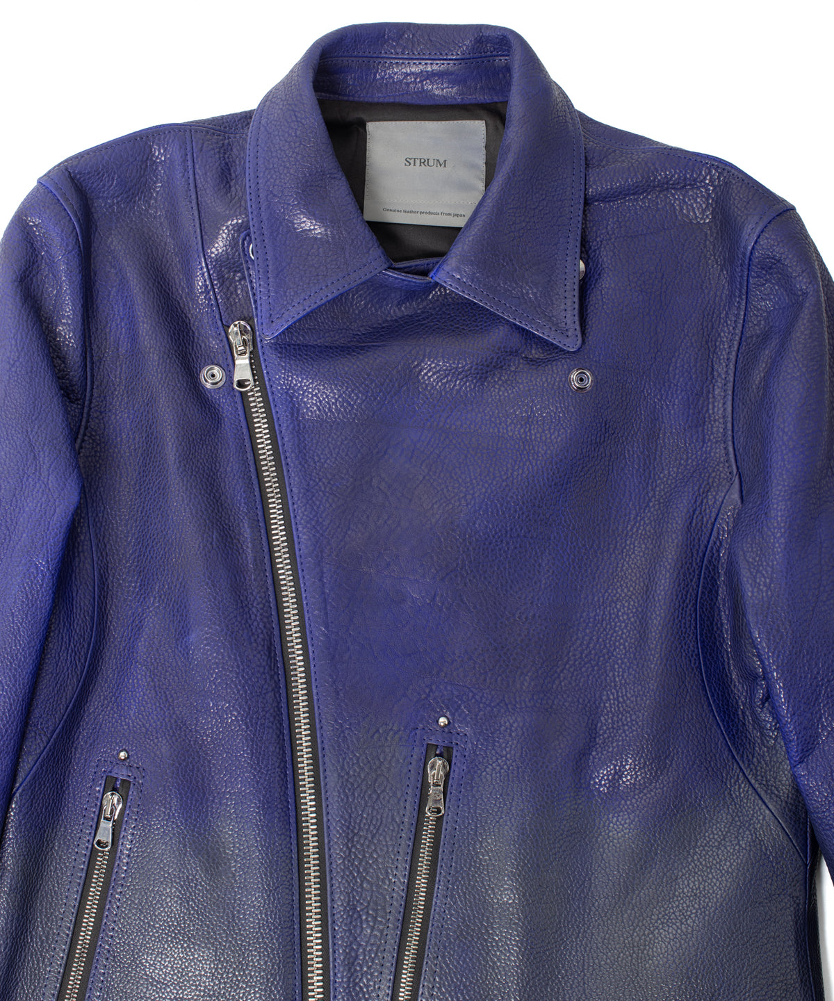 フルベジタブルタンニン鞣し イタリアン シュリンク ダブルショルダー 燃焼製品染め Burning Dyed  HI-FLYER Grande Fit ダブルライダースジャケット - ASH AZU