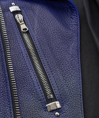 フルベジタブルタンニン鞣し イタリアン シュリンク ダブルショルダー 燃焼製品染め Burning Dyed  HI-FLYER Grande Fit ダブルライダースジャケット - ASH AZU