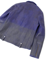 フルベジタブルタンニン鞣し イタリアン シュリンク ダブルショルダー 燃焼製品染め Burning Dyed  HI-FLYER Grande Fit ダブルライダースジャケット - ASH AZU