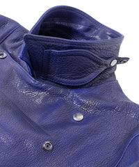 フルベジタブルタンニン鞣し イタリアン シュリンク ダブルショルダー 燃焼製品染め Burning Dyed  HI-FLYER Grande Fit ダブルライダースジャケット - ASH AZU